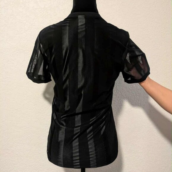 Black Gothic Rose Medieval Top w/ Knot Closures & Mesh Satin Sleeves - Picture 2 of 2